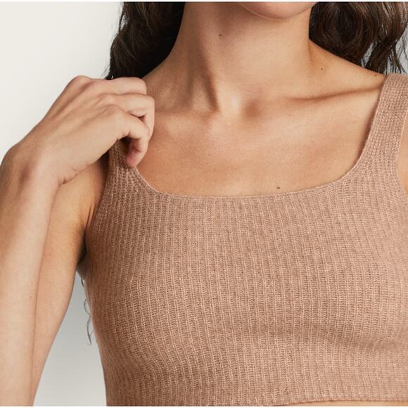 Everlane Cozy Stretch Cropped Tank Top XS Camel Brown Wool Sustainable Layering - Picture 4 of 8